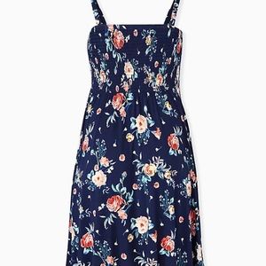 TORRID SUPER SOFT NAVY FLORAL STRAPLESS SKATER